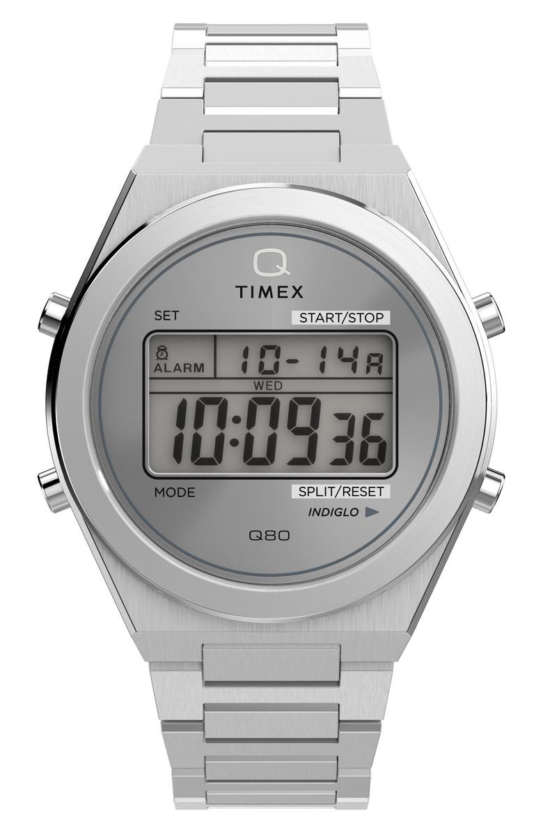 Timex<sup>®</sup> Q Timex Continental Q80 Digital Bracelet Watch, 39mm, Main, color, Silver