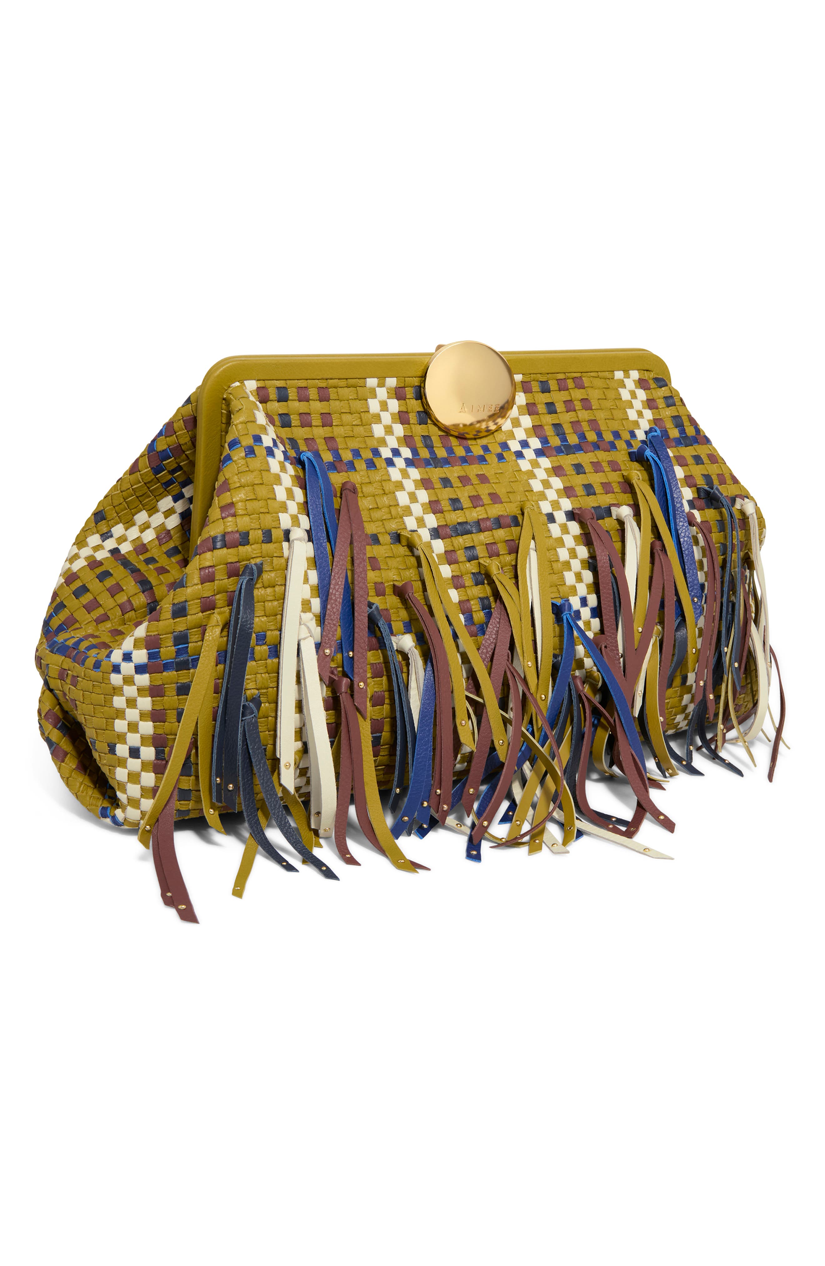 AIMEE Full Circle X-Large Clutch, Alternate, color, Fringe Woven
