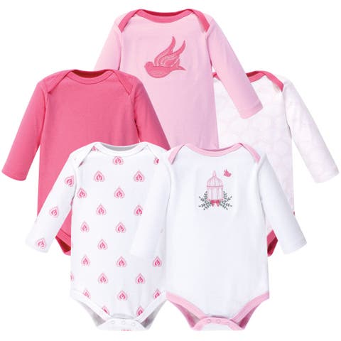 Soft Cotton Long-Sleeve Bodysuits (Five Count) (Baby)