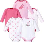 Hudson Baby Soft Cotton Long-Sleeve Bodysuits