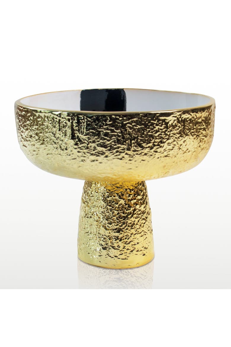 Bianco Nero Pedestal Bowl, Alternate, color, White
