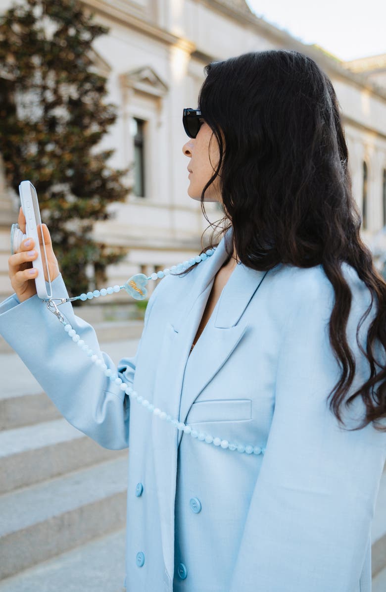 Solar Eclipse Mama Heart Beaded Crossbody Phone Strap, Alternate, color, Baby Blue