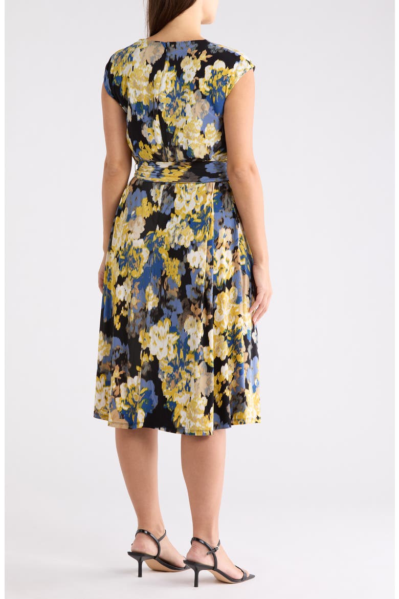 Floral Cowl Neck Sleeveless Fit & Flare Dress, Alternate, color, BLACK MULTI