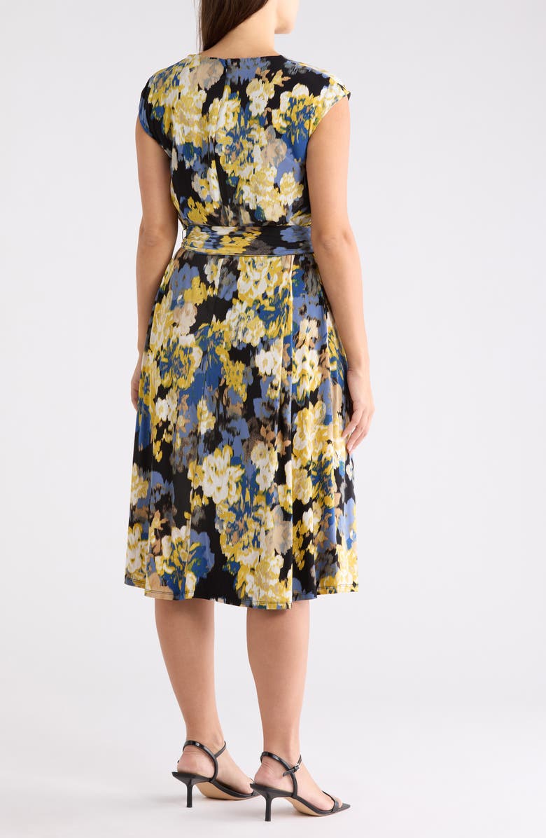 KASPER Floral Cowl Neck Sleeveless Fit & Flare Dress, Alternate, color, Black Multi