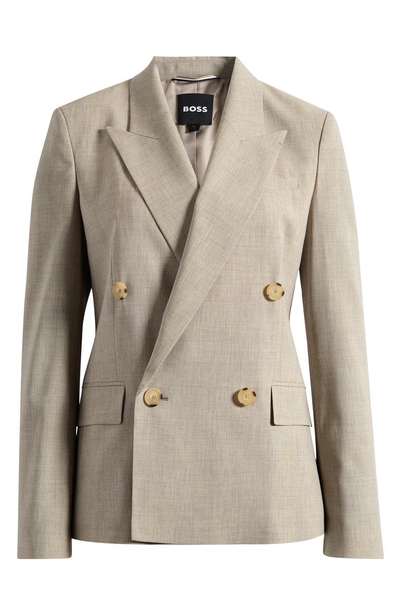 BOSS Jaleto Double Breasted Virgin Wool Blazer, Main, color, Pumice