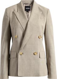 BOSS Jaleto Double Breasted Virgin Wool Blazer
