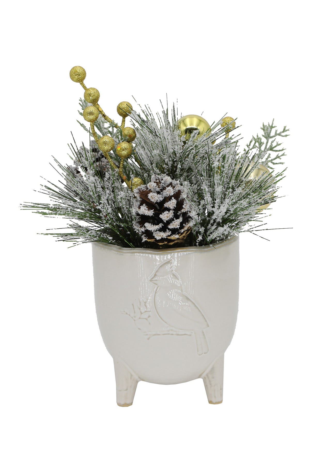 FLORA BUNDA Xmas Mix in 4.5" Cardinal Ceramic Footed Pot