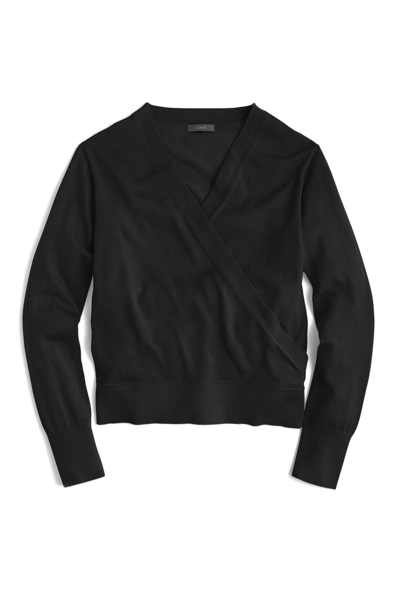 Merino Wrap Sweater, Main, color, BLACK