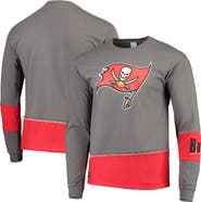 REFRIED APPAREL Men's Refried Apparel Pewter/Red Tampa Bay Buccaneers Sustainable Upcycled Angle Long Sleeve T-Shirt
