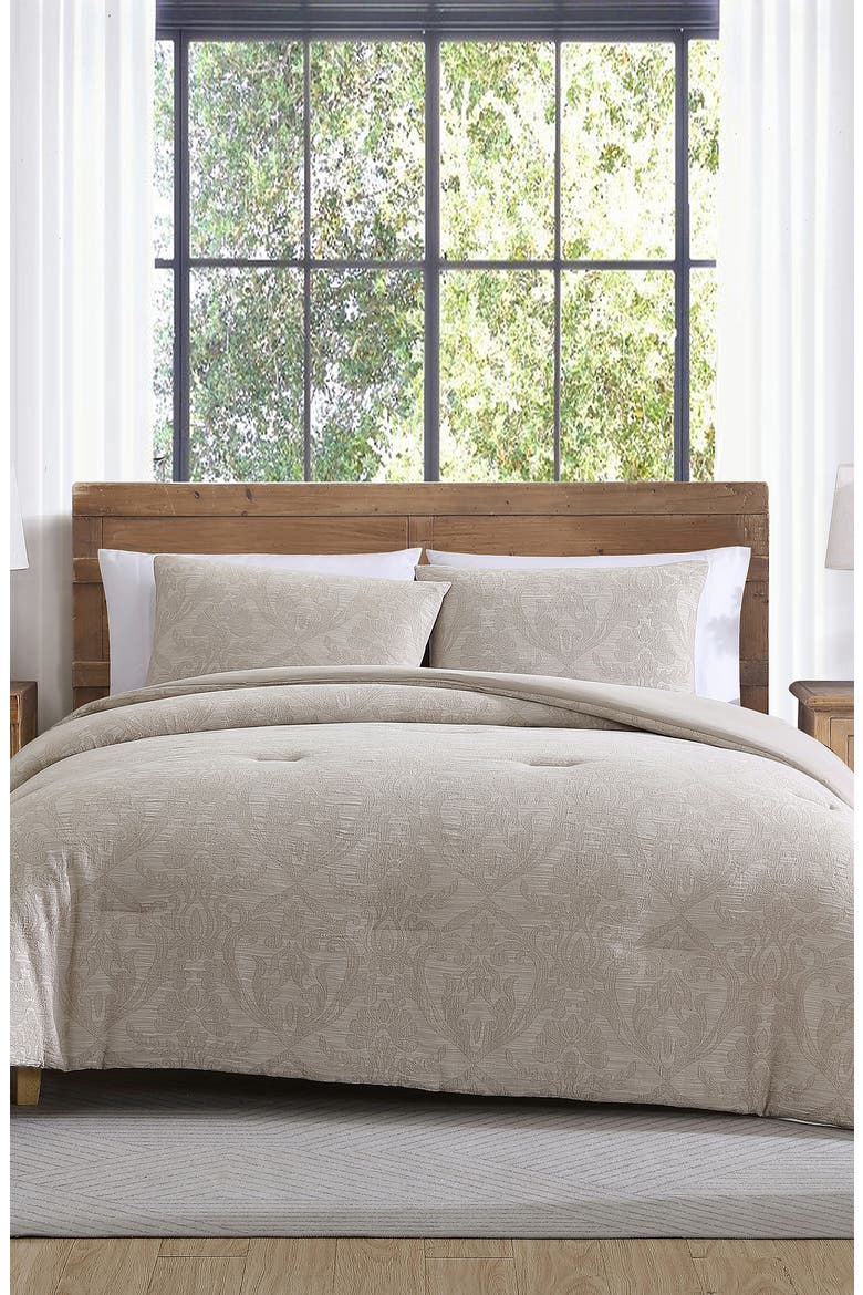 Camille Jacquard 3-Piece Comforter Set, Alternate, color, TAUPE