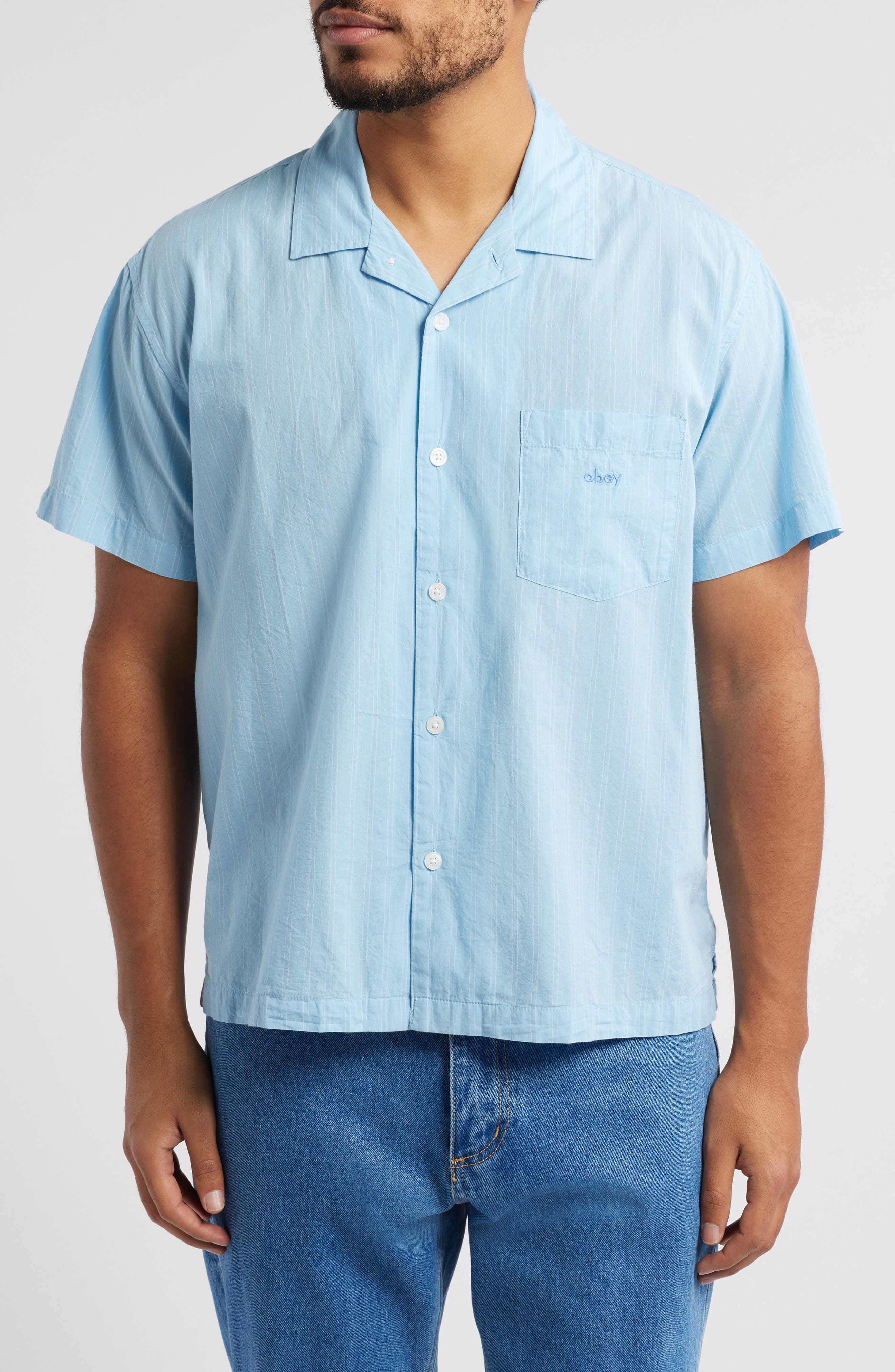 Rizzo Pinstripe Cotton Camp Shirt - image 3