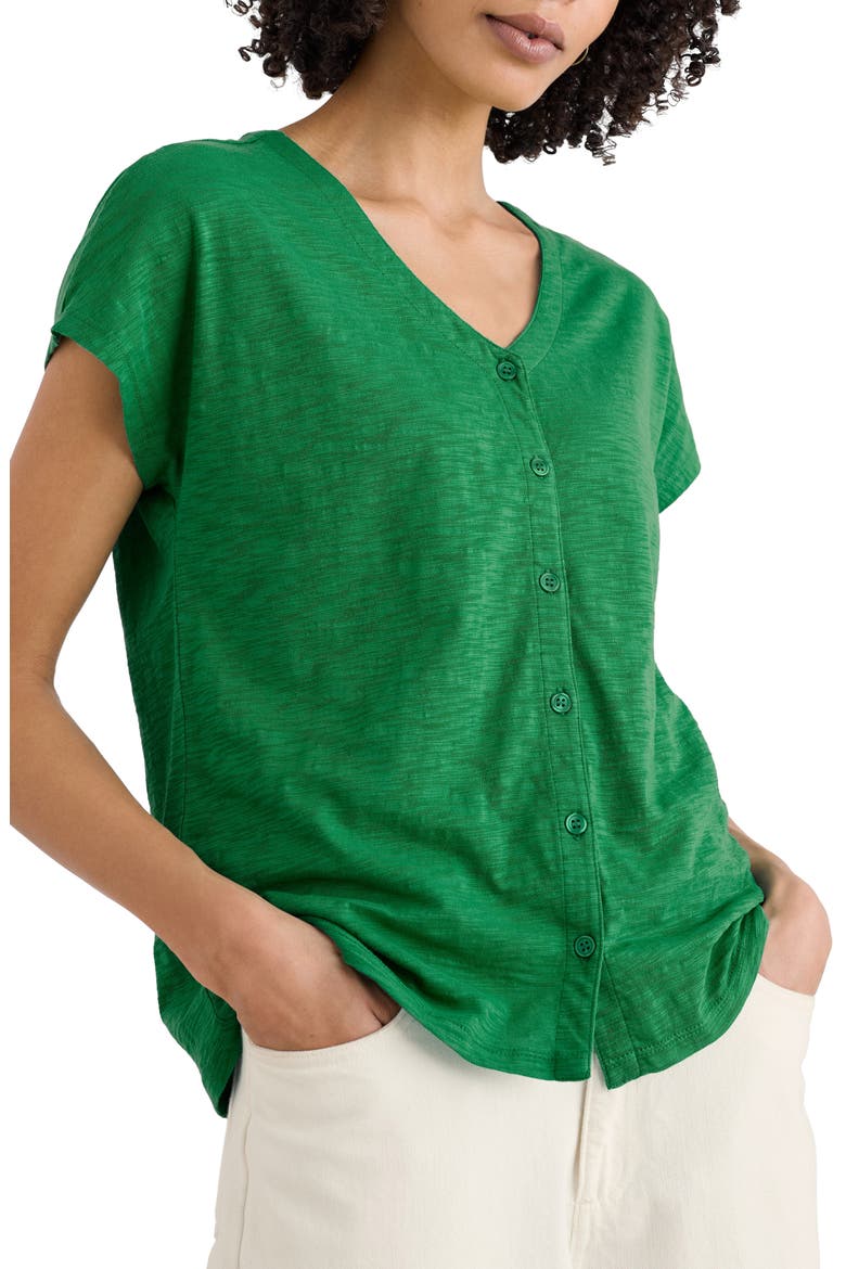 Studio Glass Organic Cotton Button-Up Top, Main, color, ISLAND