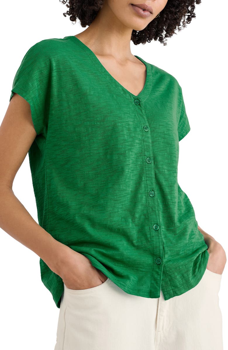 Seasalt Cornwall Studio Glass Organic Cotton Button-Up Top, Main, color, Island