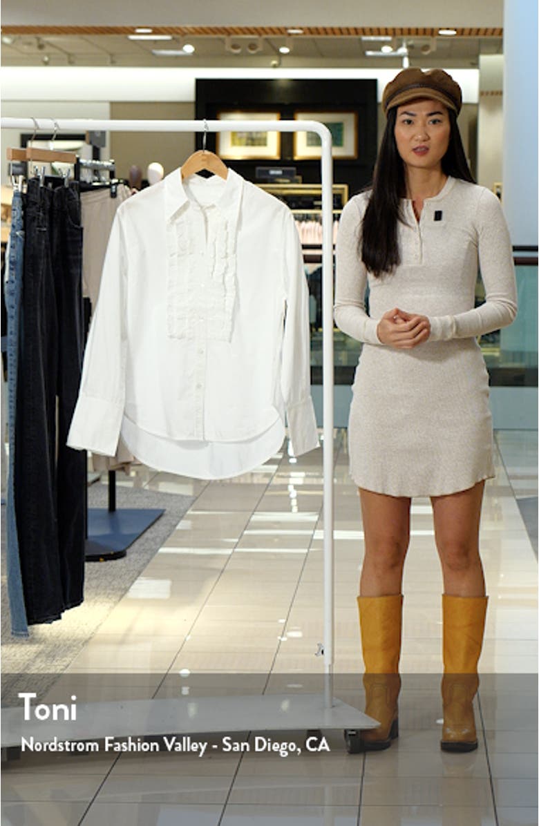 Ruffle Relaxed Fit Cotton Button-Up Shirt, sales video thumbnail