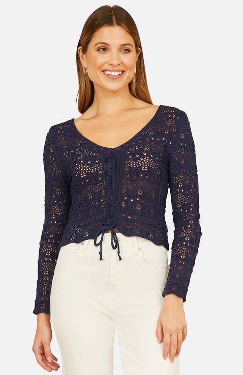 Front Ruched Crochet Top