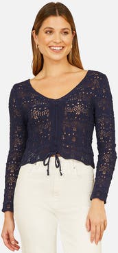 Yumi Front Ruched Crochet Top