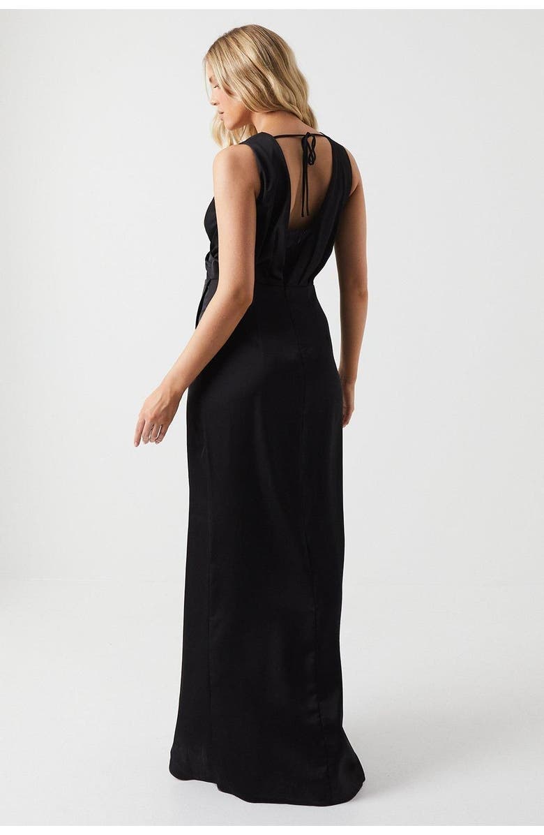 Coast Ruched Satin Bridesmaid Dress, Alternate, color, Black