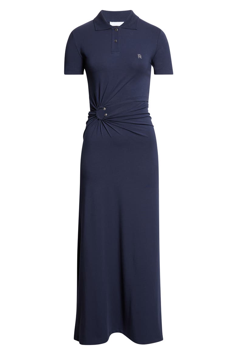 Piercing Cotton Jersey Polo Dress, Main, color, DEEP NAVY