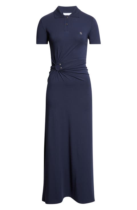 Piercing Cotton Jersey Polo Dress