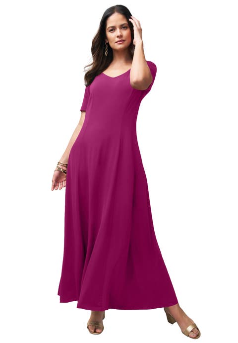 Stretch Knit Sweetheart Maxi Dress (Plus)