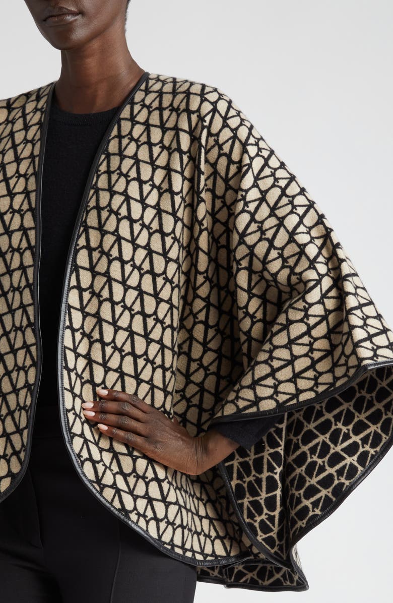 Valentino Garavani VLOGO Toile Iconographe Virgin Wool & Cashmere Cape, Alternate, color,