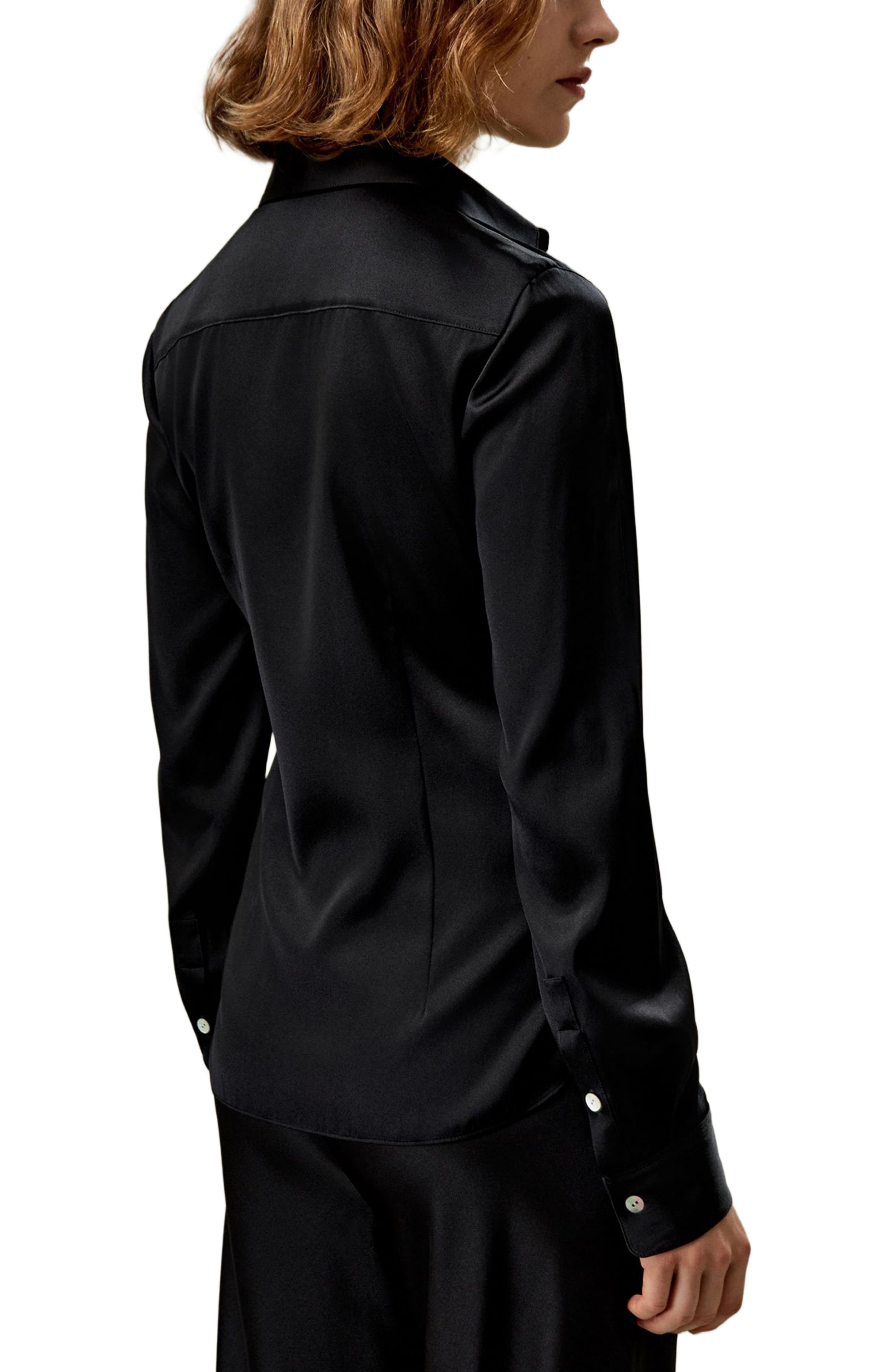 Elegant Silhouette Silk Shirt - image 2
