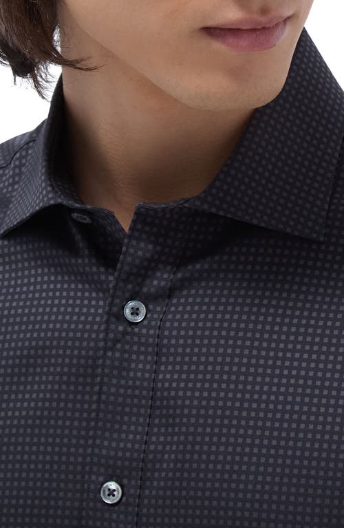 Bugatchi Axel Shaped Fit Jacquard Button-up Shirt In Anthracite