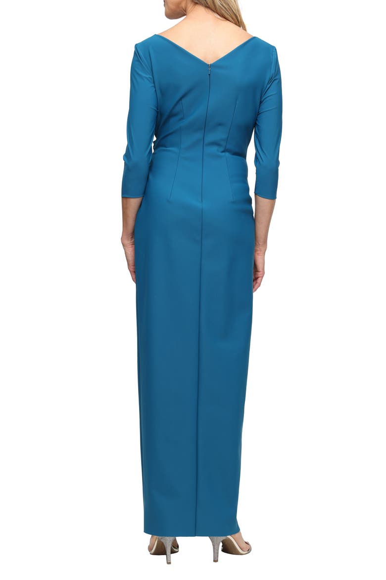 Chain Detail Surplice Neckline Contour Gown, Alternate, color, MID TEAL