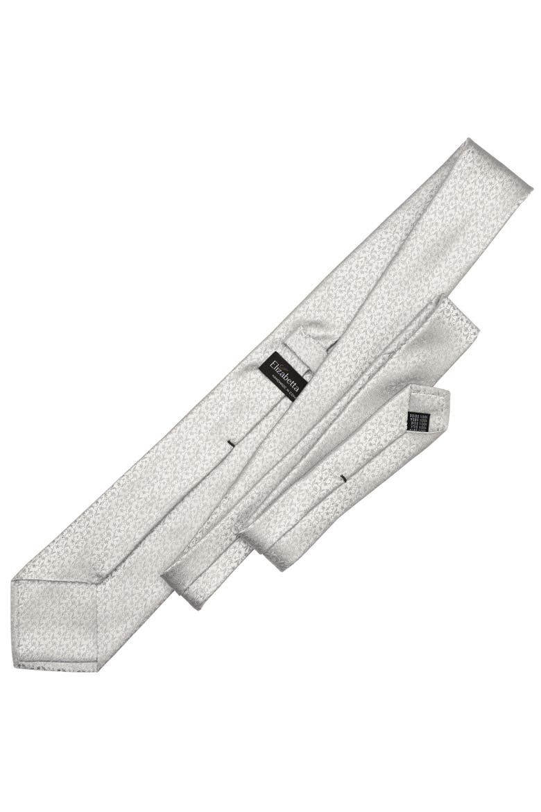 Parioli - Silk Jacquard Tie for Men, Alternate, color, Silver