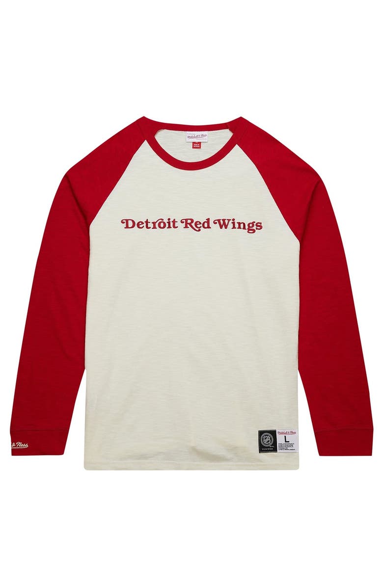 Mitchell & Ness Men's Mitchell & Ness Cream Detroit Red Wings Legendary Slub Vintage Raglan Long Sleeve T-Shirt, Alternate, color,