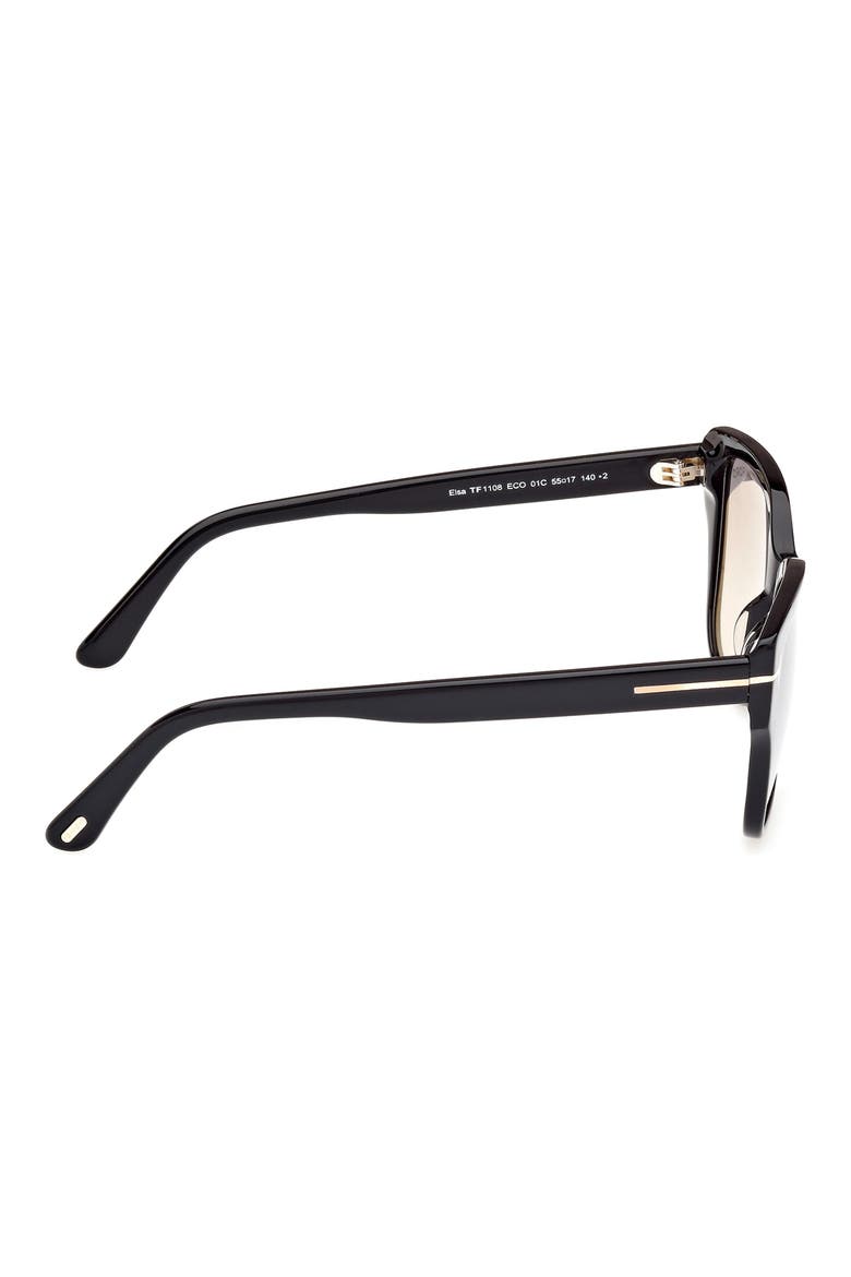 Elsa 55mm Butterfly Sunglasses, Alternate, color, BLACK ECO / T LOGO