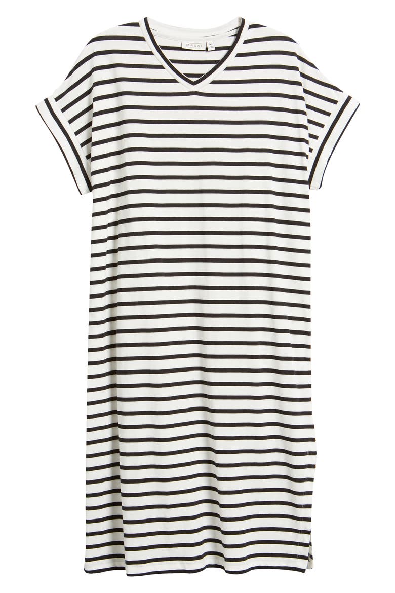 Nabila Stripe Cotton T-Shirt Dress, Alternate, color, BLACK