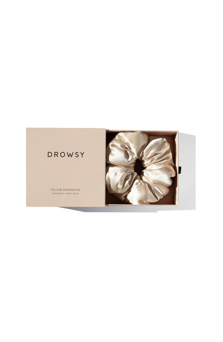 Drowsy Sleep Co. Silk Padded Scrunchie, Alternate, color, Dusty Gold
