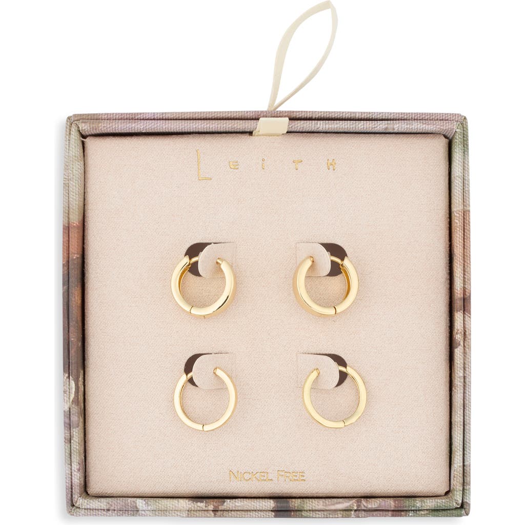 Leith Set Of 2 Huggie Hoop Earrings In Gold