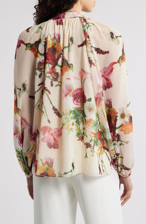 Kobi Halperin Galen Floral Print Blouse In Ecru Multi