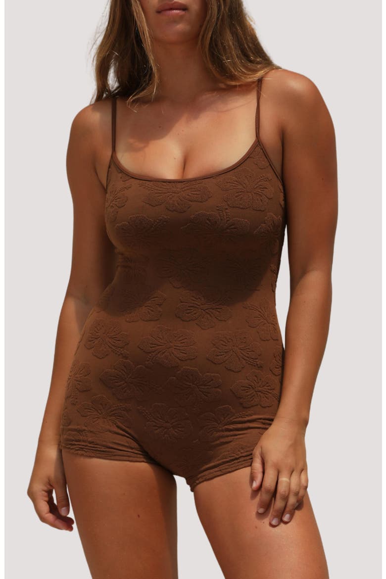 Bobby Surf Swimsuit, Main, color, COCONUT OIL HIBISCUS TOWELING