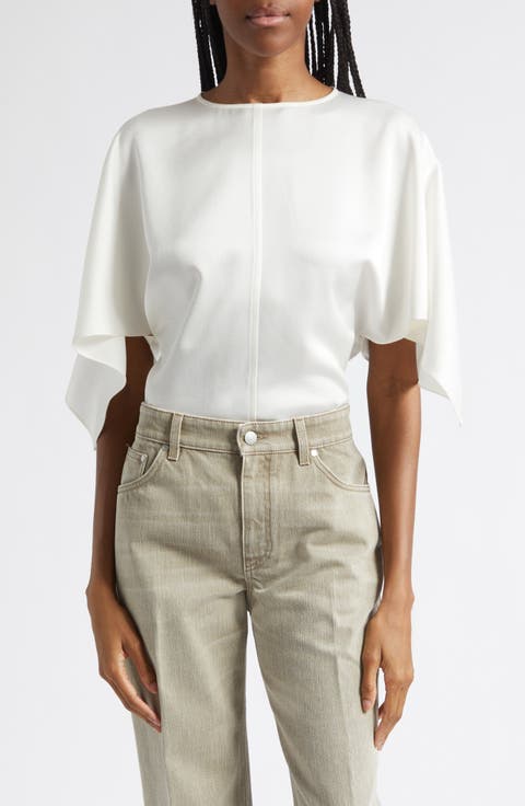 Handkerchief Sleeve Satin Top