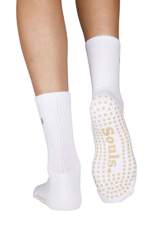 SOULS. SOULS. BEIGE HEART MID LENGTH GRIP SOCKS