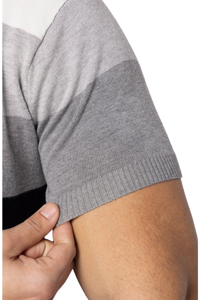 Striped Polo Sweater, Alternate, color, BLACK