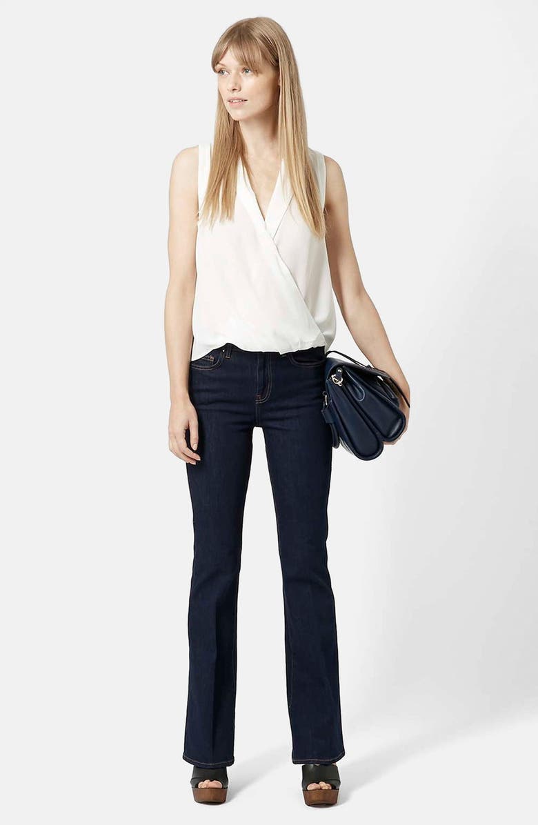 Topshop Sleeveless Drape Front Blouse, Main, color,