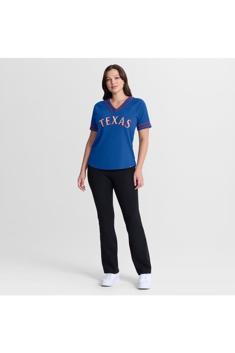 Women's Fanatics Royal Texas Rangers Diva Race Ahead Raglan V-Neck T-Shirt, Alternate, color, Royal