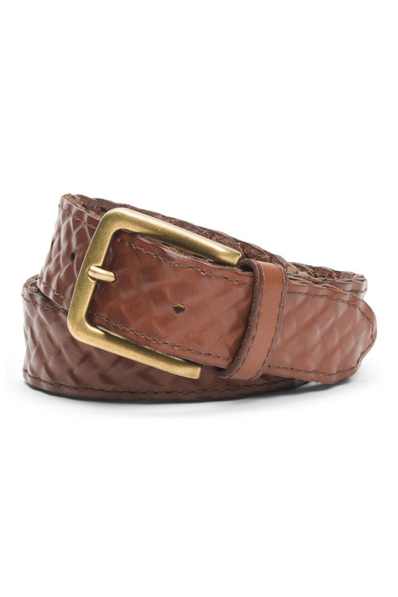 Leather Covered Woven Belt, Alternate, color, BROWN