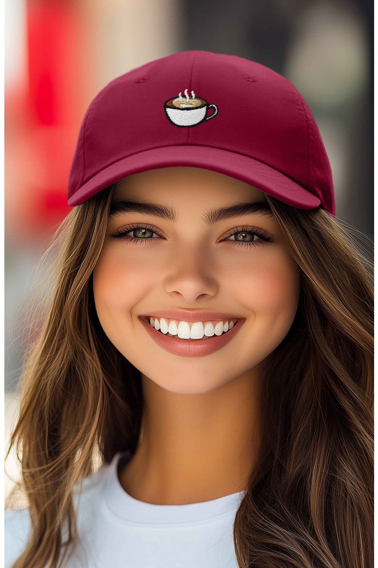 Cappuccino Embroidered Casual Cap, Alternate, color, Maroon