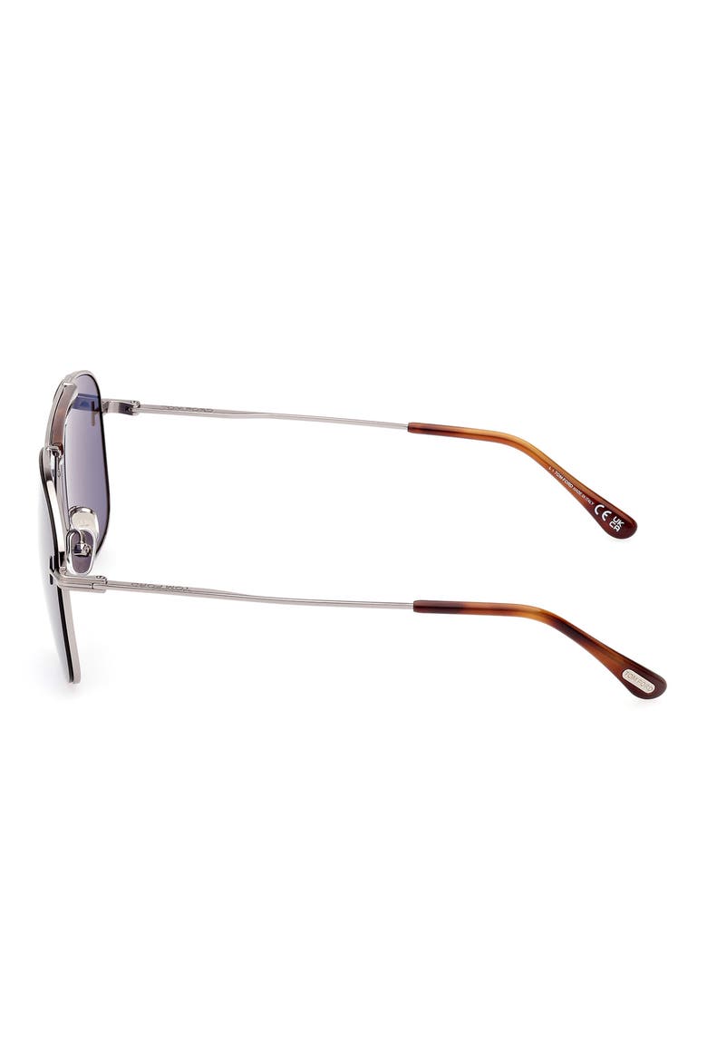 Jaden 60mm Polarized Navigator Sunglasses, Alternate, color, SHINY LIGHT RUTHENIUM / BLUE