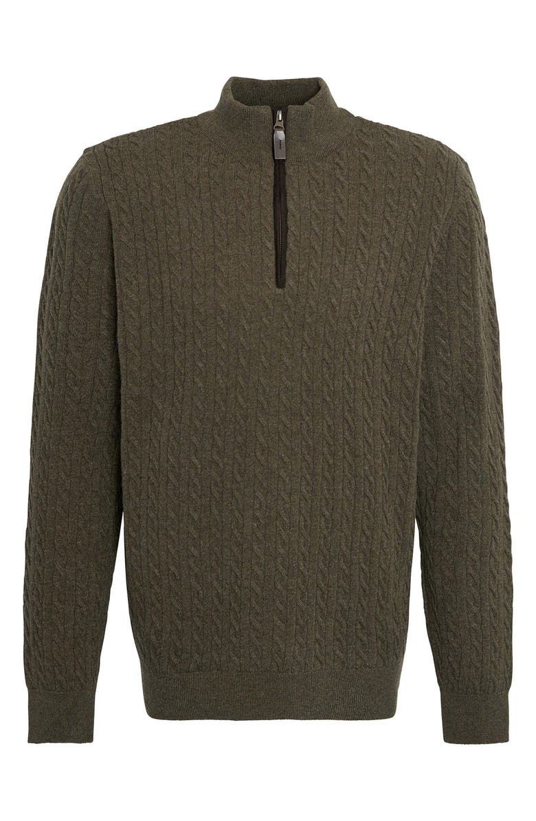 Barbour Ramsden Cable Knit Quarter Zip Wool Sweater, Alternate, color, 