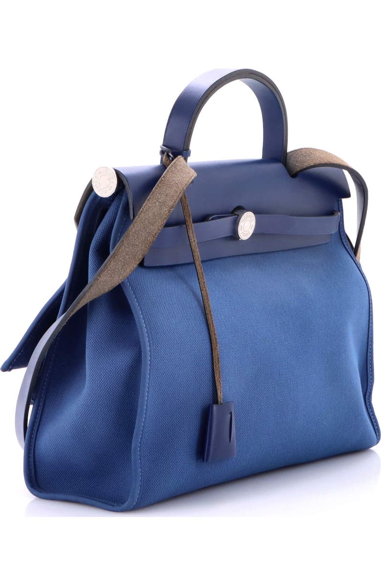 Pre-Owned Hermes Herbag Zip Leather and Toile 31, Alternate, color, Bleu Brighton