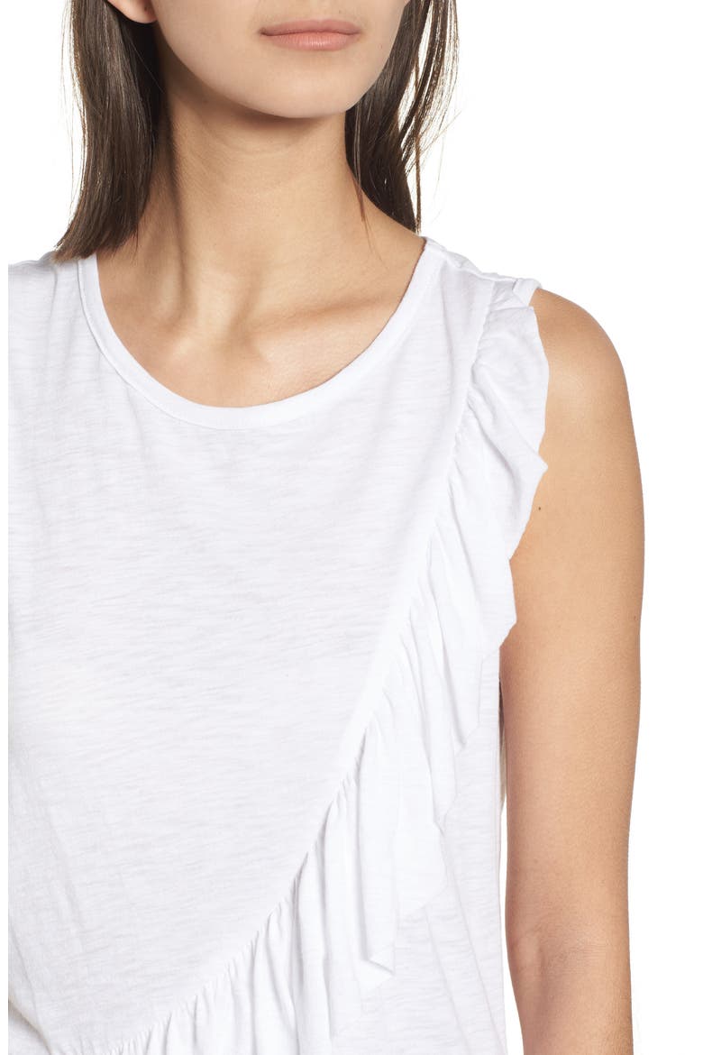 Asymmetrical Ruffle Tank Top, Alternate, color, WHITE