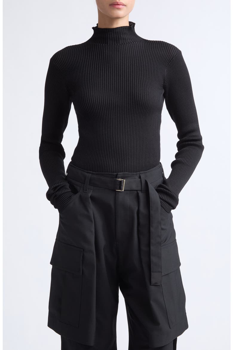 Silk Rib Turtleneck Sweater, Main, color, BLACK KNIT