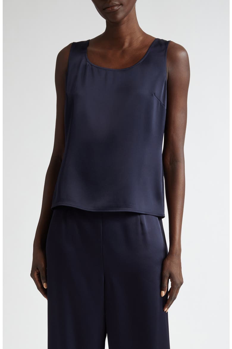 Liquid Satin Round Neck Shell, Main, color, MIDNIGHT