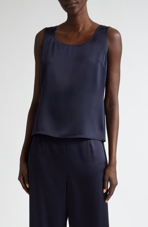 Collection Liquid Satin Round Neck Shell